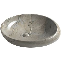 Sapho Dalma wastafel 68x44 cm ovaal opbouw grijs/steen glans MM313