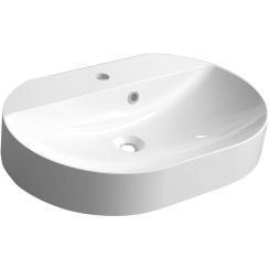 Sapho Helen wastafel 63x43 cm ovaal klassiek-opbouw wit glans HE063