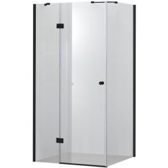 Hagser Gisa douchecabine 100x80 cm rechthoekig zwart mat/helder glas HGR16000020