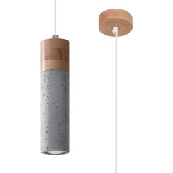 Sollux Lighting Zane hanglamp 1x40 W grijs/askleur-hout SL.0965