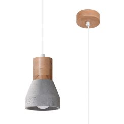 Sollux Lighting Qubic hanglamp 1x60 W grijs/askleur-hout SL.0964