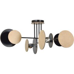 Emibig Zita plafondlamp 4x15 W zwart-hout 173/4