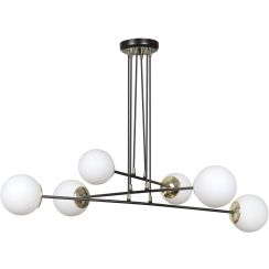 Emibig Ognis hanglamp 6x10 W zwart-gouden-melkachtig 966/6