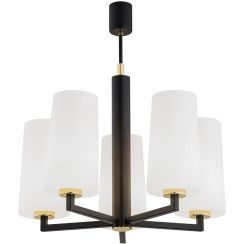 Argon Camelot Plus hanglamp 5x15 W zwart-messing-opaal 2114