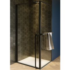 Riho Lucid douchecabine 90x80 cm rechthoekig zwart mat/helder glas G005010121