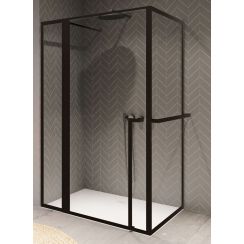 Riho Lucid douchecabine 110x80 cm rechthoekig zwart mat/helder glas G005016121