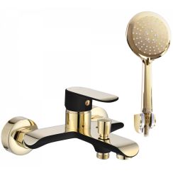 Rea Bloom bad- en douchekraan wand zwart-gouden REA-B9939