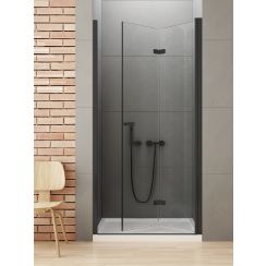 New Trendy New Soleo Black douchedeur 120 cm vouwbaar zwart mat/helder glas D-0228A