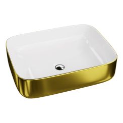 LaVita Galera wastafel 50.5x40 cm opbouw wit-gouden glans 5900378322597