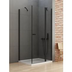 New Trendy New Soleo Black douchecabine 90x70 cm rechthoekig zwart mat/helder glas K-0679