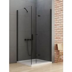 New Trendy New Soleo Black douchecabine 90x80 cm rechthoekig zwart mat/helder glas D-0238A/D-0115B