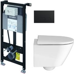 Set inbouwframe Duravit DuraSystem WD1011000000, toiletpot met softclose toiletbril Duravit D-Neo 45880900A1, WD5001031000