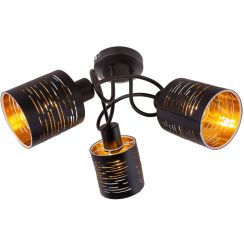 Globo Lighting Tunno plafondlamp 3x15 W zwart-gouden 15342-3D