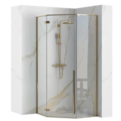 Rea Diamond douchecabine 100x100 cm gouden glans/helder glas REA-K6616