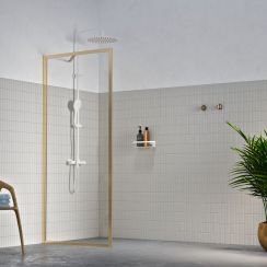 Sealskin Contour inloopdouchewand 90 cm gouden geborsteld/helder glas CDA30886495100
