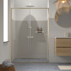 Sealskin Contour douchedeur 120 cm schuifbaar gouden geborsteld/helder glas CD121206495100
