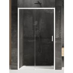 New Trendy Prime White douchedeur 130 cm schuifbaar wit mat/helder glas D-0406A