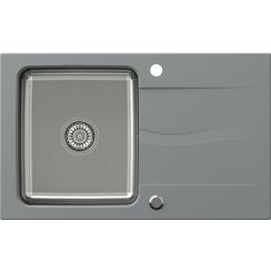 Quadron Michael graniet-stalen spoelbak 78x48 cm grijs/grafiet/onyx FUS_M7848SZ