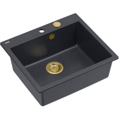 Quadron Morgan graniteq spoelbak 57x50 cm zwart HB8304U8-G1_P2O