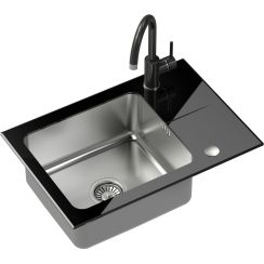 Quadron Hugh spoelbak met kraan zwart/zwart ST3564SC1BS-BW7059CZP