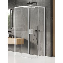 New Trendy Prime White douchecabine 100x70 cm rechthoekig wit mat/helder glas K-1540