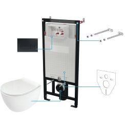Deante Silia set toiletframe met pot, bril en drukknop CDLN6ZPW