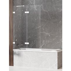 New Trendy Avexa White badscherm 100 cm tweedelig wit mat/helder glas EXK-2972