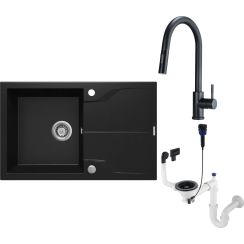 Set spoelbak van graniet Deante Andante ZQN_N113, keukenkraan Deante Lima BBMN72M, ZXY_N972