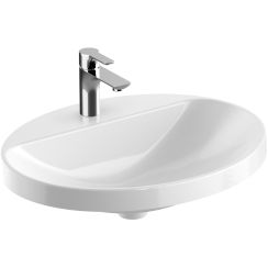 Geberit Variform wastafel 60x48 cm ovaal inbouw wit glans 500.727.00.2