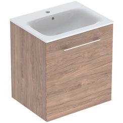 Geberit Selnova Square wastafel met kast 60 cm noot 501.254.00.1
