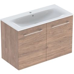 Geberit Selnova Square wastafel met kast 100 cm noot 501.262.00.1