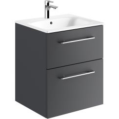 Geberit Selnova Square wastafel met kast 55 cm grafiet 501.233.00.1