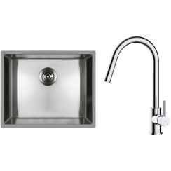Set stalen spoelbak Oltens Stalvask 71101100, keukenkraan Oltens Litla 35204100