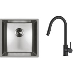 Set stalen spoelbak Oltens Stalvask 71100100, keukenkraan Oltens Litla 35204300