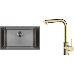 Set stalen spoelbak Oltens Stalvask 71102300, keukenkraan Oltens Myvat 35205800