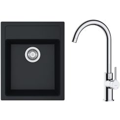 Set tectoniet spoelbak Franke Sirius 114.0496.104, keukenkraan Oltens Skafta 35206100