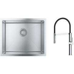 Set stalen spoelbak Grohe K700 31726SD0, keukenkraan Oltens Borga 35207100