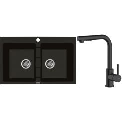Set spoelbak van graniet Oltens Gravan 72400300, keukenkraan Oltens Myvat 35205300