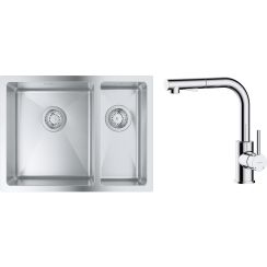 Set stalen spoelbak Grohe K700 31577SD1, keukenkraan Oltens Myvat 35205100