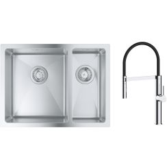 Set stalen spoelbak Grohe K700 31577SD1, keukenkraan Oltens Borga 35207100