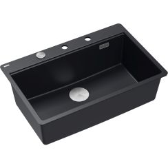 Quadron Marc graniteq spoelbak 75x49 cm zwart HQM7650U7_FM_BS