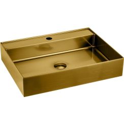 Sapho Aurum wastafel 55x42 cm rechthoekig opbouw gouden mat AU202