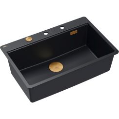 Quadron Marc graniteq spoelbak 75x49 cm zwart HQM7650U7_FM_PVDC1