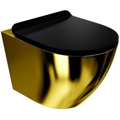 LaVita Sofi Slim Gold/Black toiletpot met softclose toiletbril hangend zonder kraag zwart-gouden glans 5900378319146