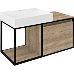 Sapho Skara kast 100x46.5x49.5 cm hangend onder de wastafel zwart-eik CG004-2222