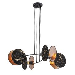 Emibig Motif hanglamp 4x10 W zwart-gouden 1327/4