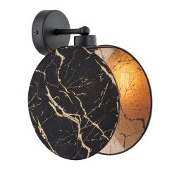 Emibig Motif wandlamp 1x10 W zwart-gouden 1327/K1
