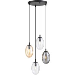 Emibig Astral hanglamp 4x10 W zwart-doorzichtig-bedampt 1268/4PREM
