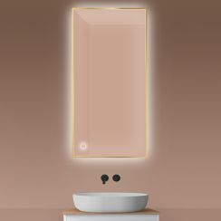 Oltens Nordlis spiegel 60x120 cm rechthoekig met verlichting met verwarmingsmat gouden 64112800