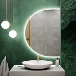 Baltica Design Tiny Border Semi Round spiegel 140x80 cm met verlichting wit 5904107927039